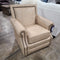 Mayo Swivel Chair in Leather Omaha French Vanilla w/ Antique Nail Heads-Washburn's Home Furnishings