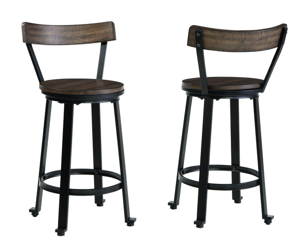 Melenski - Grayish Brown/black - Swivel Barstool (2/cn)-Washburn's Home Furnishings