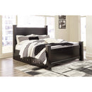 Mirlotown - Almost Black - King Poster Bed With Side Storage-Washburn's Home Furnishings