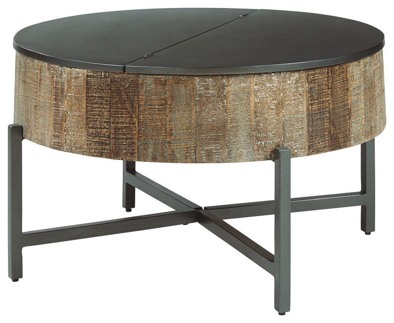 Nashbryn - Gray/brown - Round Cocktail Table-Washburn's Home Furnishings