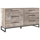 Neilsville - Whitewash - Six Drawer Dresser - Vinyl-wrapped-Washburn's Home Furnishings