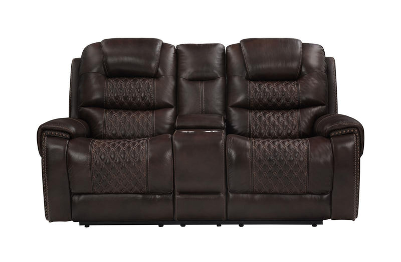 North Motion Collection - Power 2 Loveseat - Dark Brown-Washburn's Home Furnishings