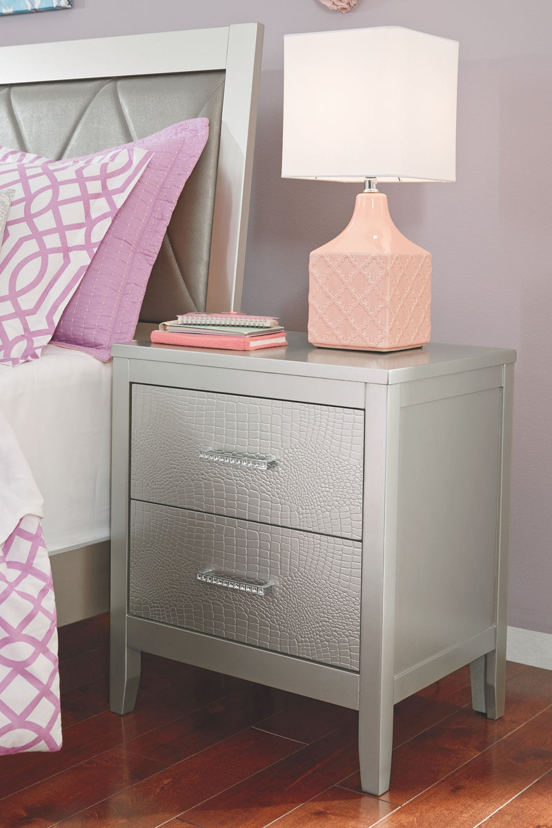 Olivet - Silver - Two Drawer Night Stand-Washburn's Home Furnishings