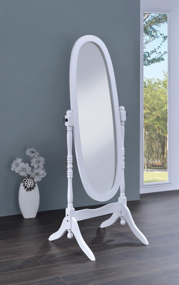 Oval Cheval Mirror - White-Washburn's Home Furnishings