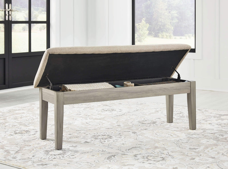 Parellen - Beige/gray - Upholstered Storage Bench-Washburn's Home Furnishings