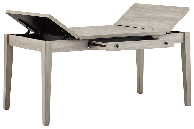 Parellen - Gray - Rect Drm Table W/storage-Washburn's Home Furnishings