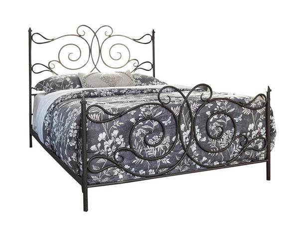 Parleys Queen Metal Bed With Scroll Headboard - Black-Washburn's Home Furnishings