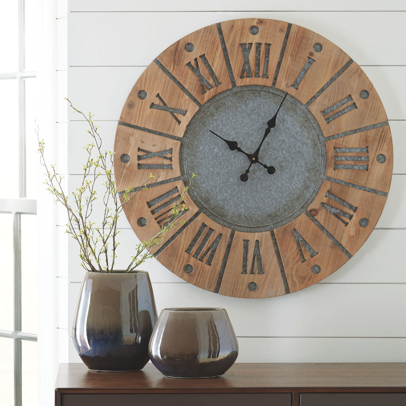 Payson - Antique Gray/natural - Wall Clock-Washburn's Home Furnishings