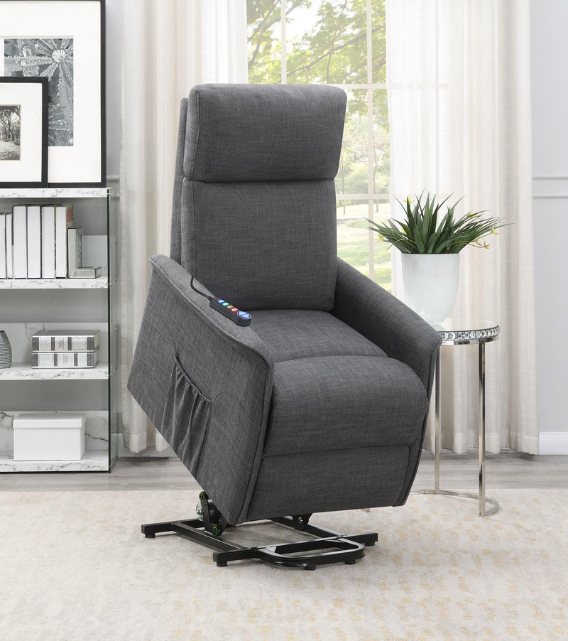 Power Lift Recliner With Wired Remote - Gray-Washburn's Home Furnishings