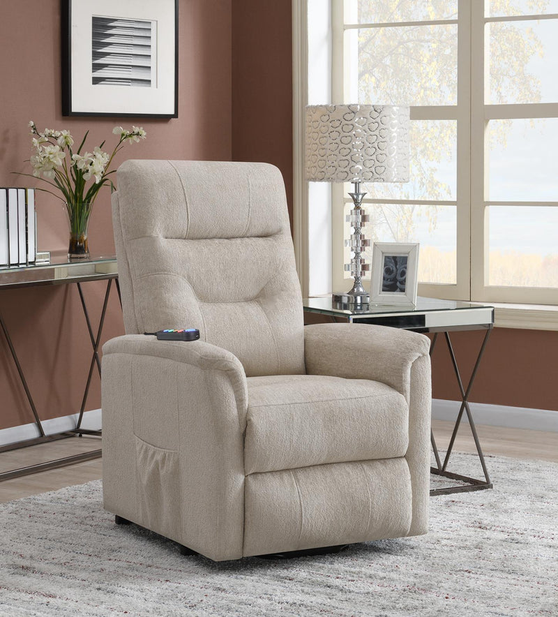 Power Recliner - Beige-Washburn's Home Furnishings