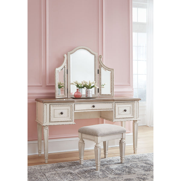 Realyn - Two-tone - Vanity/Mirror/Stool (3/CN)-Washburn's Home Furnishings