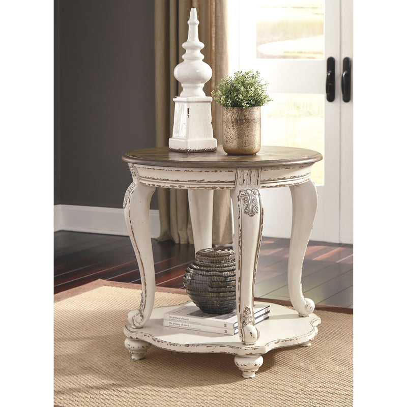 Realyn - White/Brown - Round End Table-Washburn's Home Furnishings