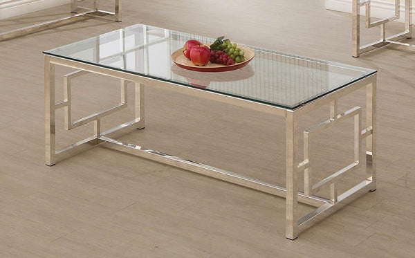 Rectangle Glass Top Coffee Table - Beige-Washburn's Home Furnishings