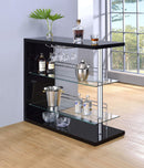 Rectangular 2-shelf Bar Unit Glossy - Black-Washburn's Home Furnishings