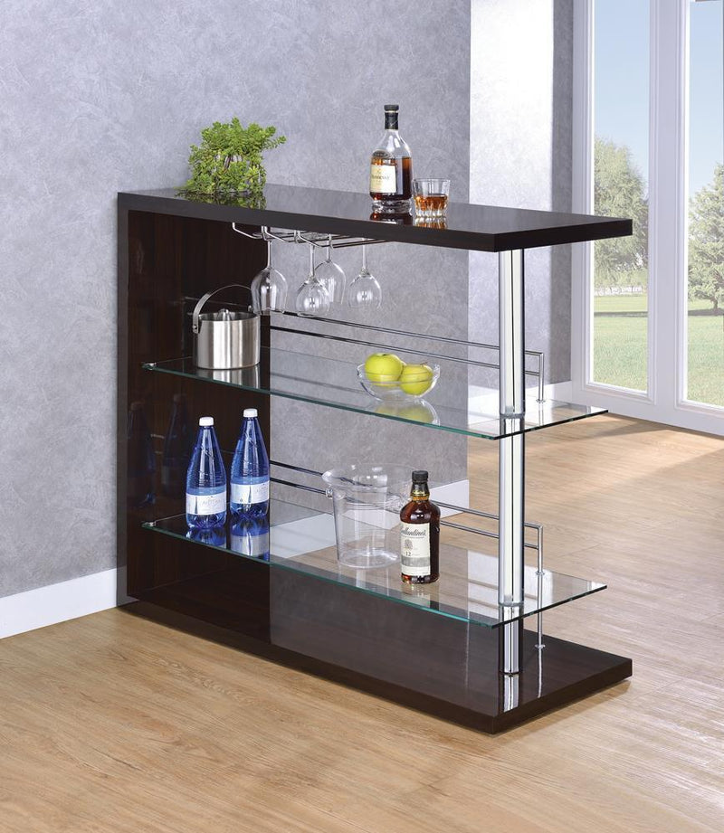 Rectangular 2-shelf Bar Unit Glossy - Cappuccino-Washburn's Home Furnishings