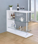 Rectangular 2-shelf Bar Unit Glossy - White-Washburn's Home Furnishings