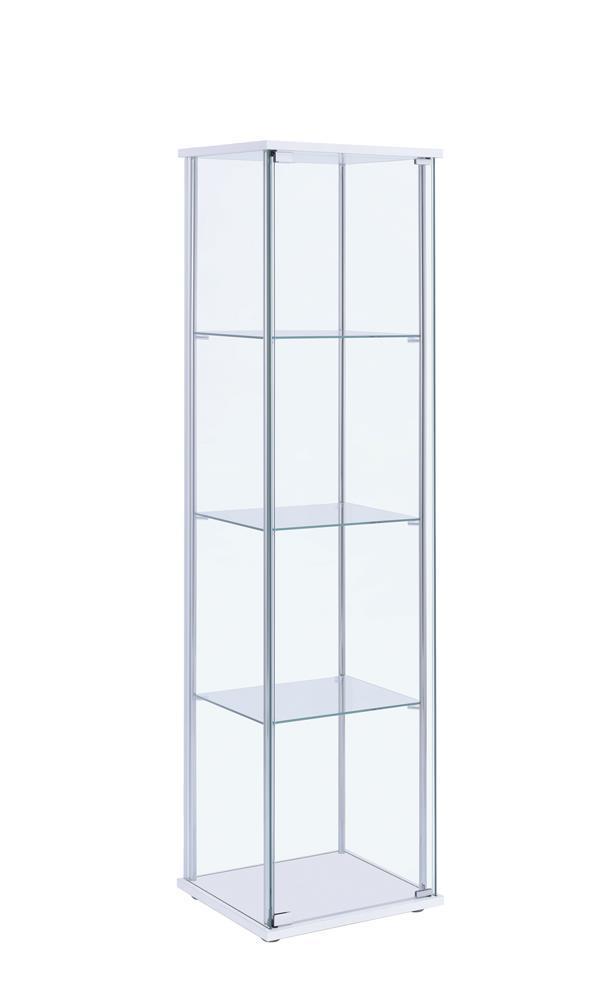 Rectangular 4-shelf Curio Cabinet - White And Clear-Washburn's Home Furnishings