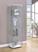 Rectangular 4-shelf Curio Cabinet - White And Clear-Washburn's Home Furnishings