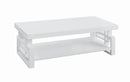 Rectangular Coffee Table With Geometric - Design - White-Washburn's Home Furnishings