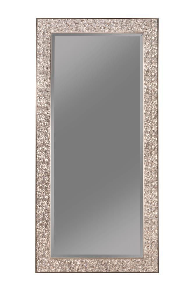 Rectangular Floor Mirror Silver Sparkle-Washburn's Home Furnishings