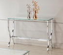 Rectangular Sofa Table With Mirrored Shelf - Pearl Silver-Washburn's Home Furnishings