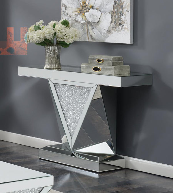 Rectangular Sofa Table With Triangle Detailing - Pearl Silver-Washburn's Home Furnishings