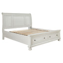 Robbinsdale - Antique White - King Sleigh Bed With 2 Storage Drawers-Washburn's Home Furnishings