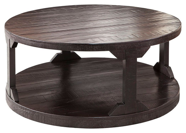 Rogness - Rustic Brown - Round Cocktail Table-Washburn's Home Furnishings