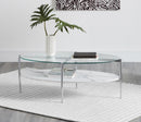 Round Glass Top Coffee Table - White-Washburn's Home Furnishings