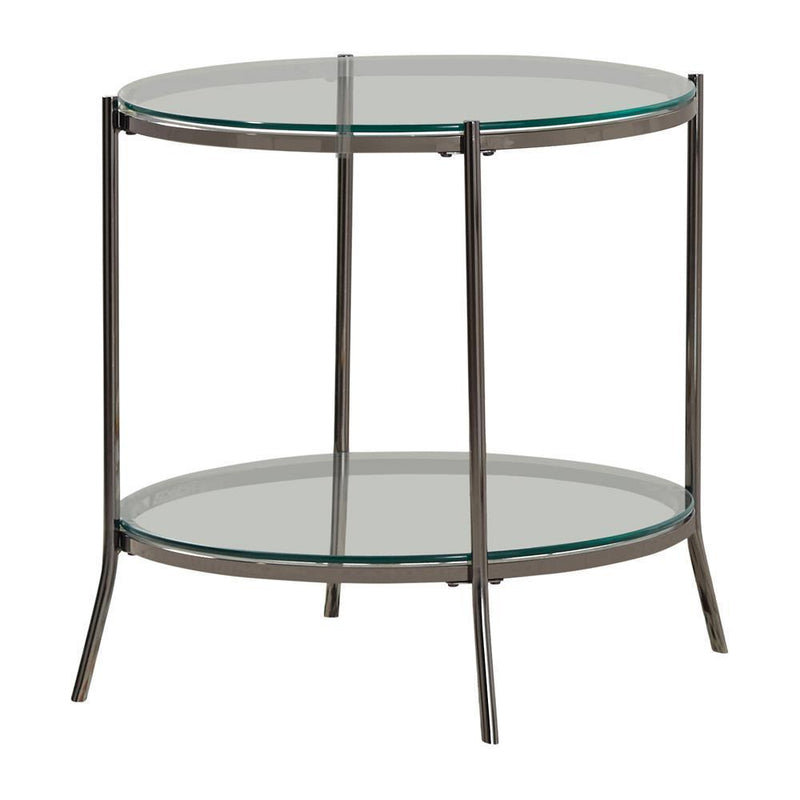 Round Glass Top End Table - Gray-Washburn's Home Furnishings