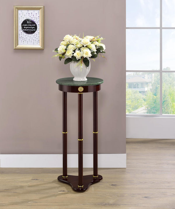 Round Marble Top Accent Table - Brown-Washburn's Home Furnishings