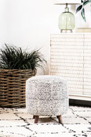 Round Upholstered Accent Stool - Silver-Washburn's Home Furnishings