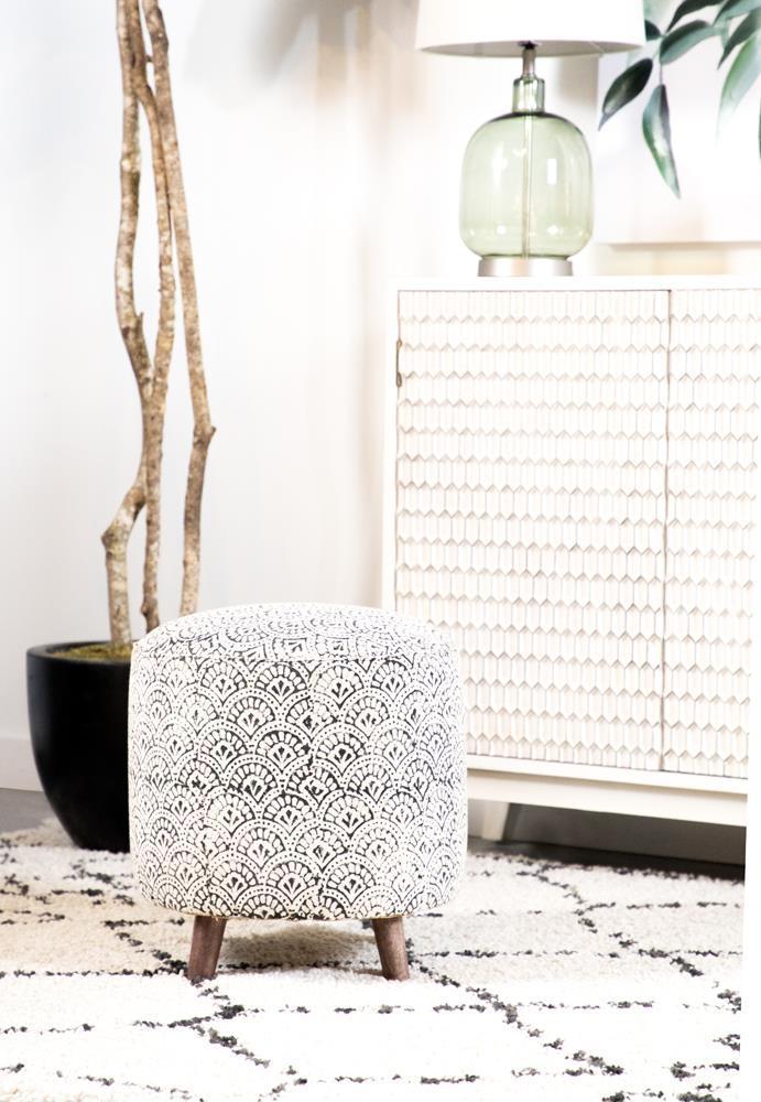 Round Upholstered Accent Stool - Silver-Washburn's Home Furnishings