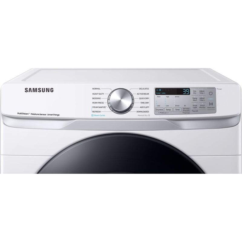 Samsung 7.5 cu. ft. Smart Electric Dryer with Steam Sanitize+ in White-Washburn's Home Furnishings