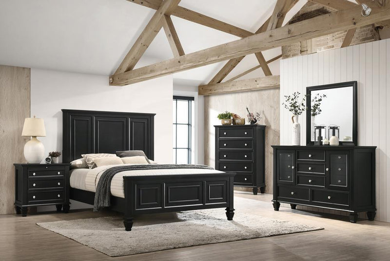 Sandy Beach - Queen Panel Bed - Wood - Black-Washburn's Home Furnishings