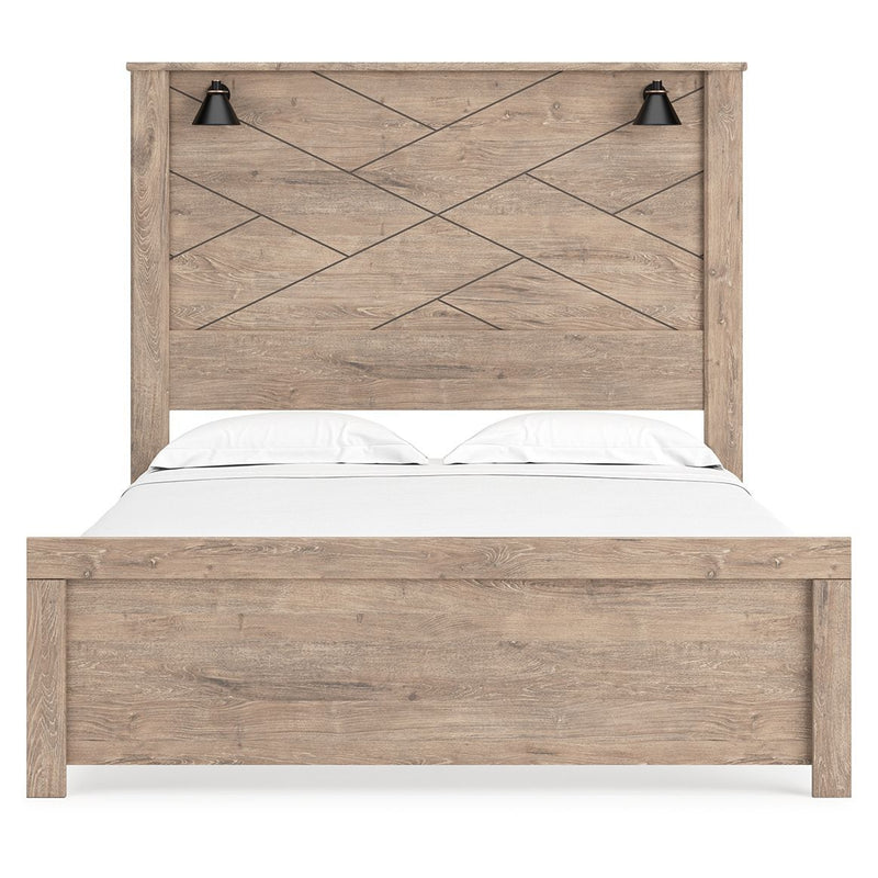 Senniberg - Light Brown/white - Queen Panel Bed-Washburn's Home Furnishings