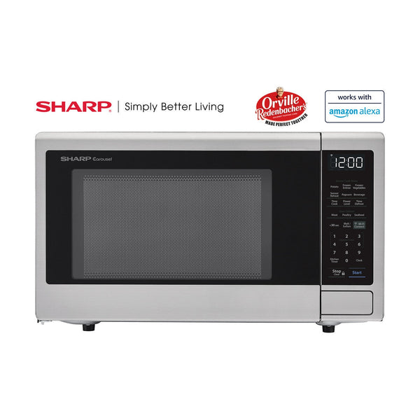 Sharp - Carousel 1.4 Cu. Ft. Microwave with Amazon Alexa - Stainless steel-Washburn's Home Furnishings