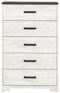 Shawburn - White / Black / Gray - Five Drawer Chest-Washburn's Home Furnishings