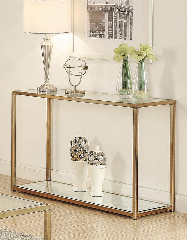 Sofa Table With Mirror Shelf - Yellow-Washburn's Home Furnishings