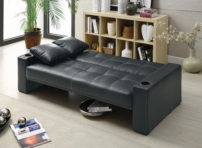 Spears - Sofa Bed With Cup Holders In Armrests - Black-Washburn's Home Furnishings