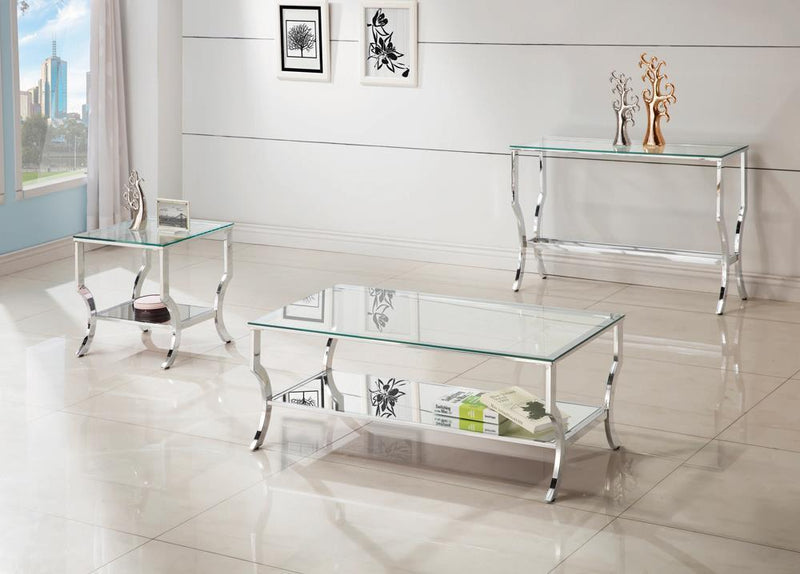 Square End Table With Mirrored Shelf - Pearl Silver-Washburn's Home Furnishings