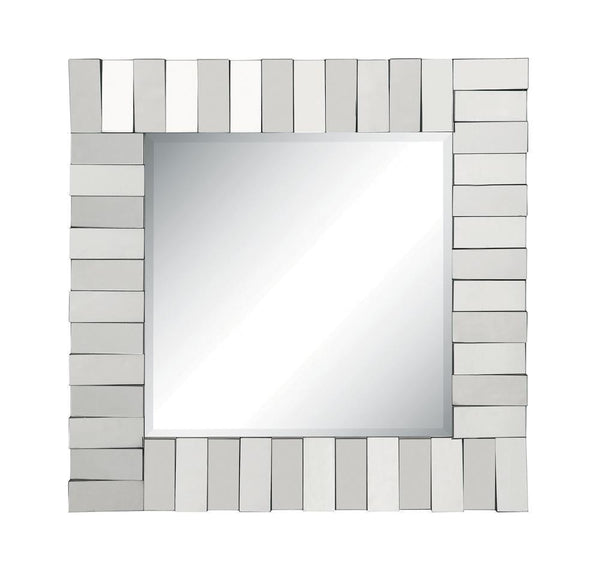 Square Wall Mirror With Layered Panel - Pearl Silver-Washburn's Home Furnishings