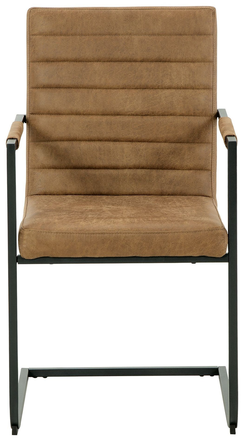 Strumford - Caramel / Black - Dining Arm Chair (set Of 2)-Washburn's Home Furnishings