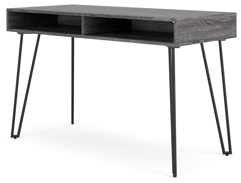 Strumford - Charcoal/black - Home Office Desk With 2 Open Storages-Washburn's Home Furnishings
