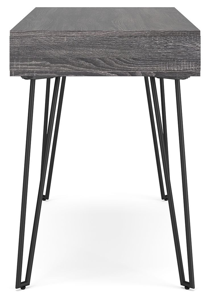 Strumford - Charcoal/black - Home Office Desk With 2 Open Storages-Washburn's Home Furnishings