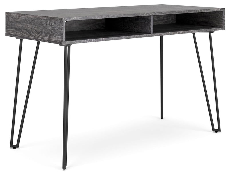 Strumford - Charcoal/black - Home Office Desk With 2 Open Storages-Washburn's Home Furnishings