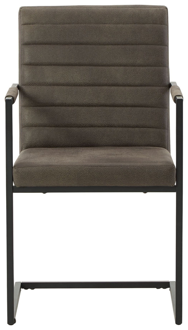 Strumford - Gray / Black - Dining Uph Arm Chair (2/cn)-Washburn's Home Furnishings