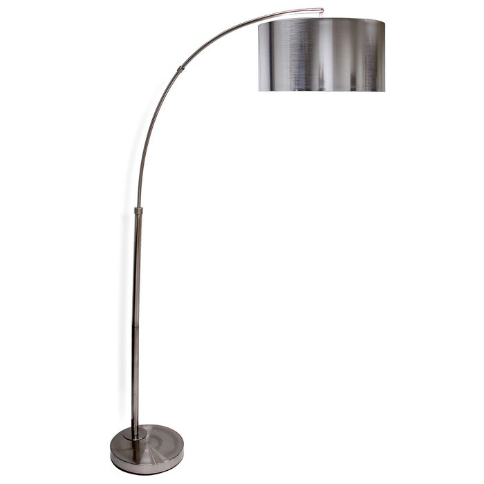 StyleCraft Brushed Steel Arc Floor Lamp Solid Stainless Shade 13"Wx84.5"Hx7"D-Washburn's Home Furnishings