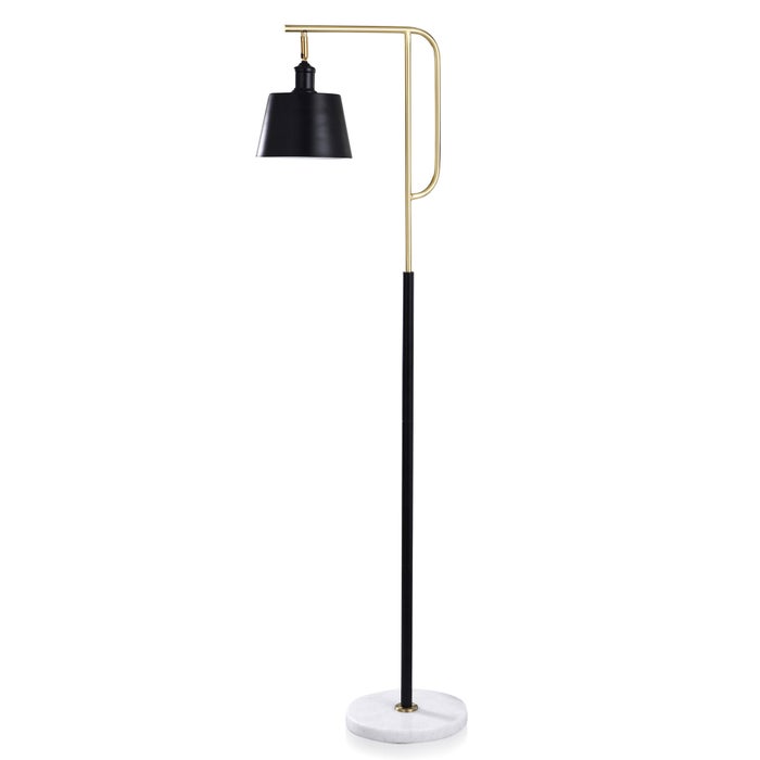 StyleCraft Caanella Gold Contempary Steel & Marble Base Floor Lamp w/Adjustable Position Shade 60"H-Washburn's Home Furnishings