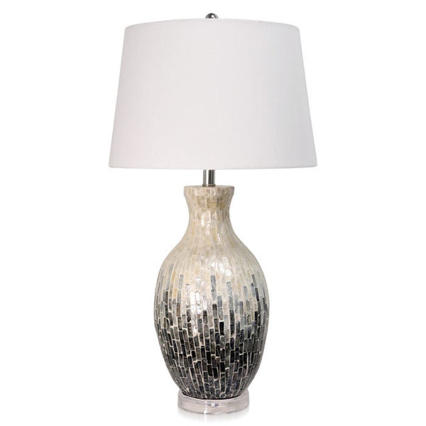 StyleCraft Capiz Shell Ceramic Table Lamp-Capiz Shell on White Ceramic 33"H-Washburn's Home Furnishings